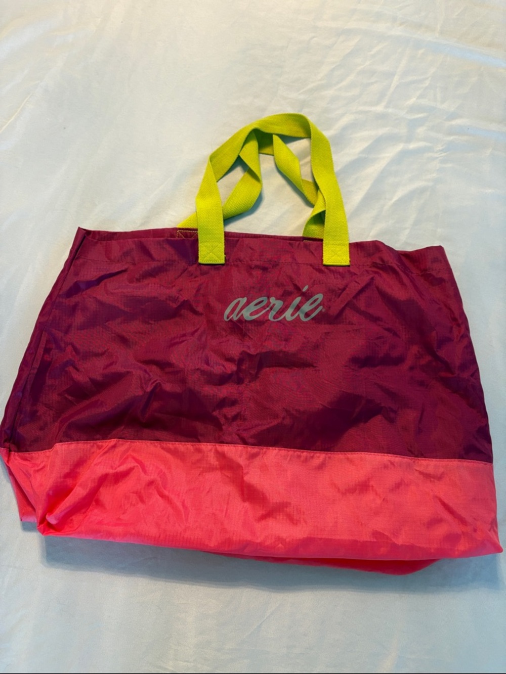 aerie Colorblock Tote in Burgundy, Pink and Lime